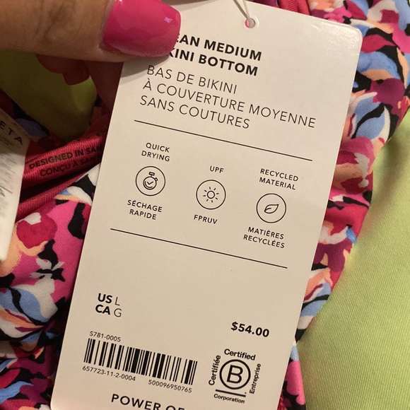 💗 Athleta Clean Medium Bikini Bottom // Elysian Floral Pink - Picture 6 of 10